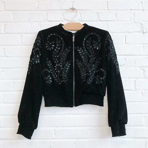 Black Velvet Bomber Jacket